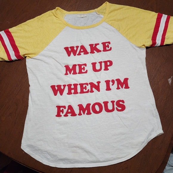 No Comment Tops - No Comment Yellow Red and White Tee